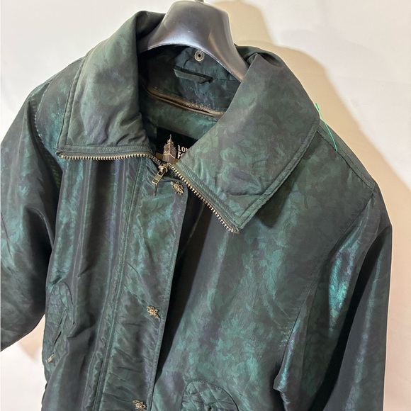 Vintage London Fog Metallic Floral Patterned Jacket Coat Removable Puffer Layer - Picture 5 of 16